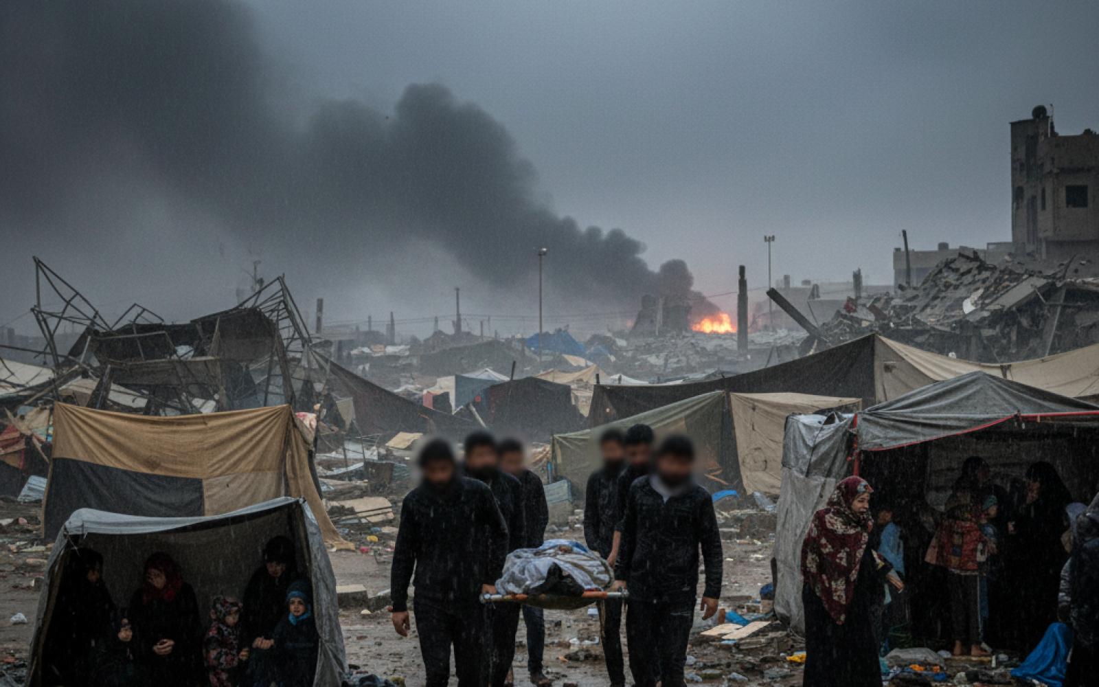 تصعيد إسرائيلي بغزة: شهيد وقصف مكثف يضاعف مأساة النازحين في ظل المنخفض