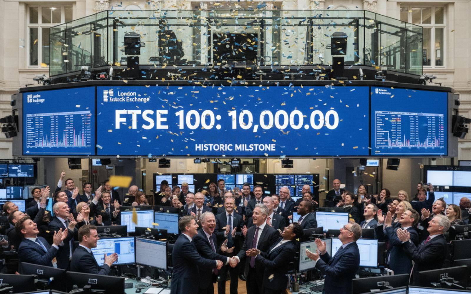 بورصة لندن تحتفل بإنجاز تاريخي: فوتسي 100 يتجاوز 10 آلاف نقطة لأول مرة