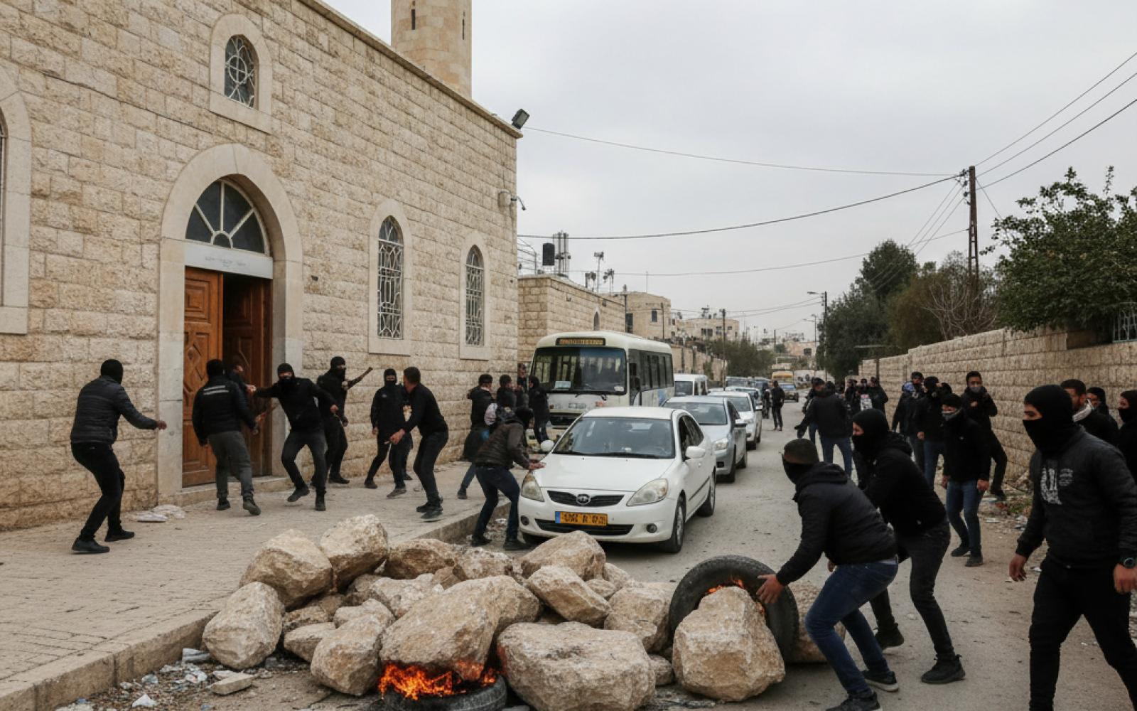 مستوطنون يعتدون على مسجد السلام بدير بلوط غرب سلفيت ويعرقلون حركة المواطنين تصعيداً خطيراً