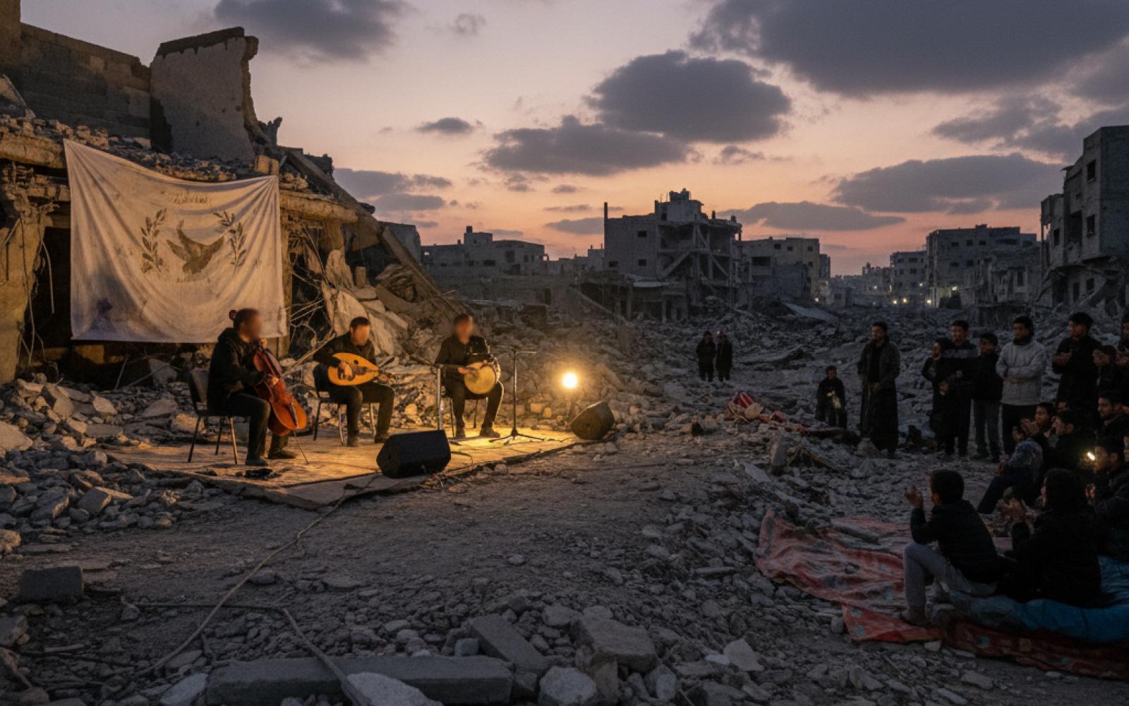 بين الركام وفي قلب المعاناة: غزة تستقبل رأس السنة بمشهد موسيقي مؤثر يبعث الأمل