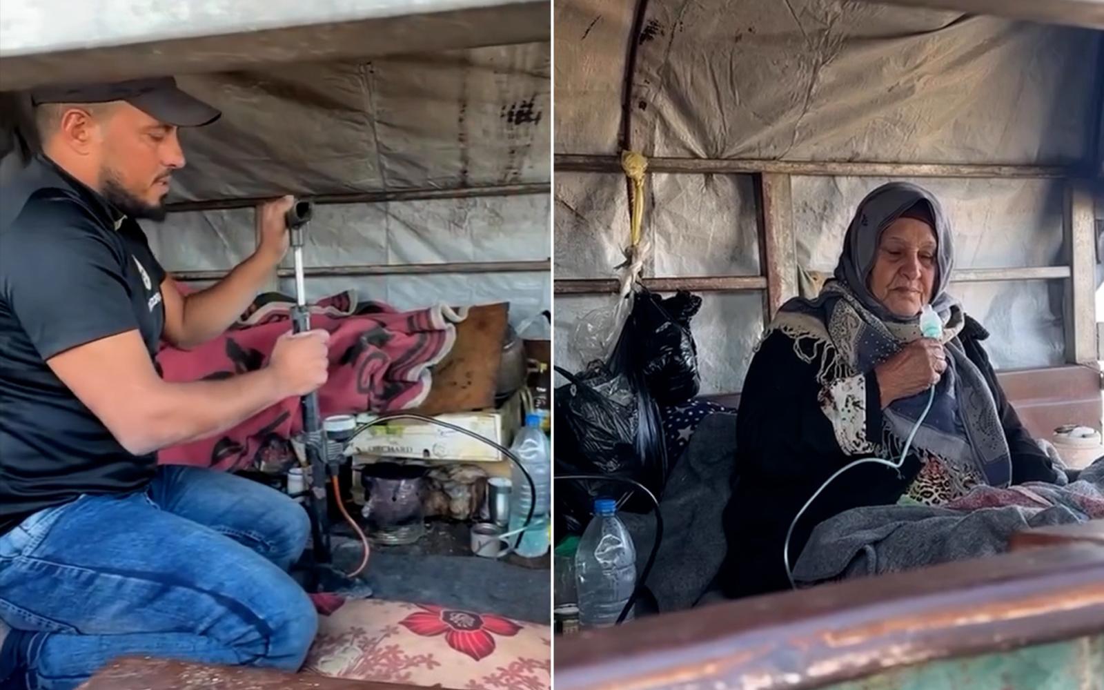 معاناة صامتة في غزة: منفاخ سيارات بديل لجهاز تنفس مسنة بلا مأوى
